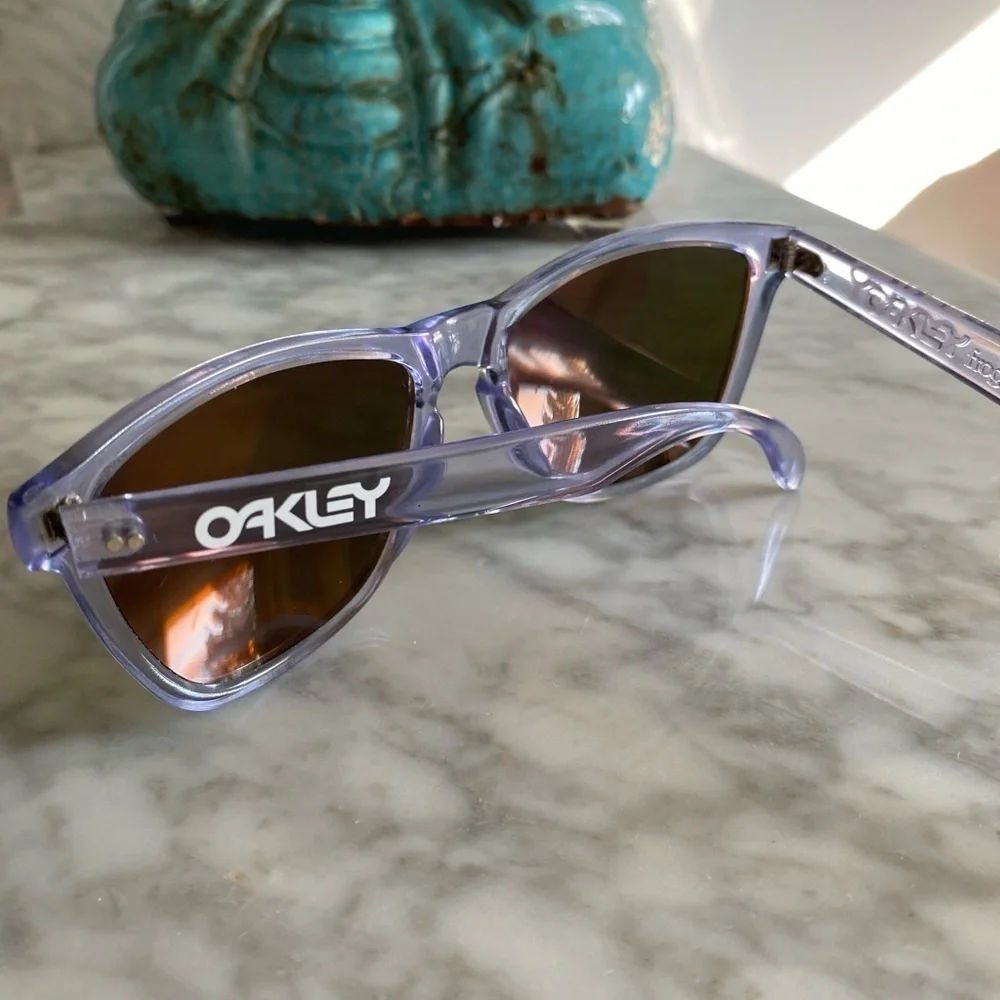 Oakley Frogskin Sunglasses Gen 1 Made in Japan Crystal Clear Orange Iridium Lens